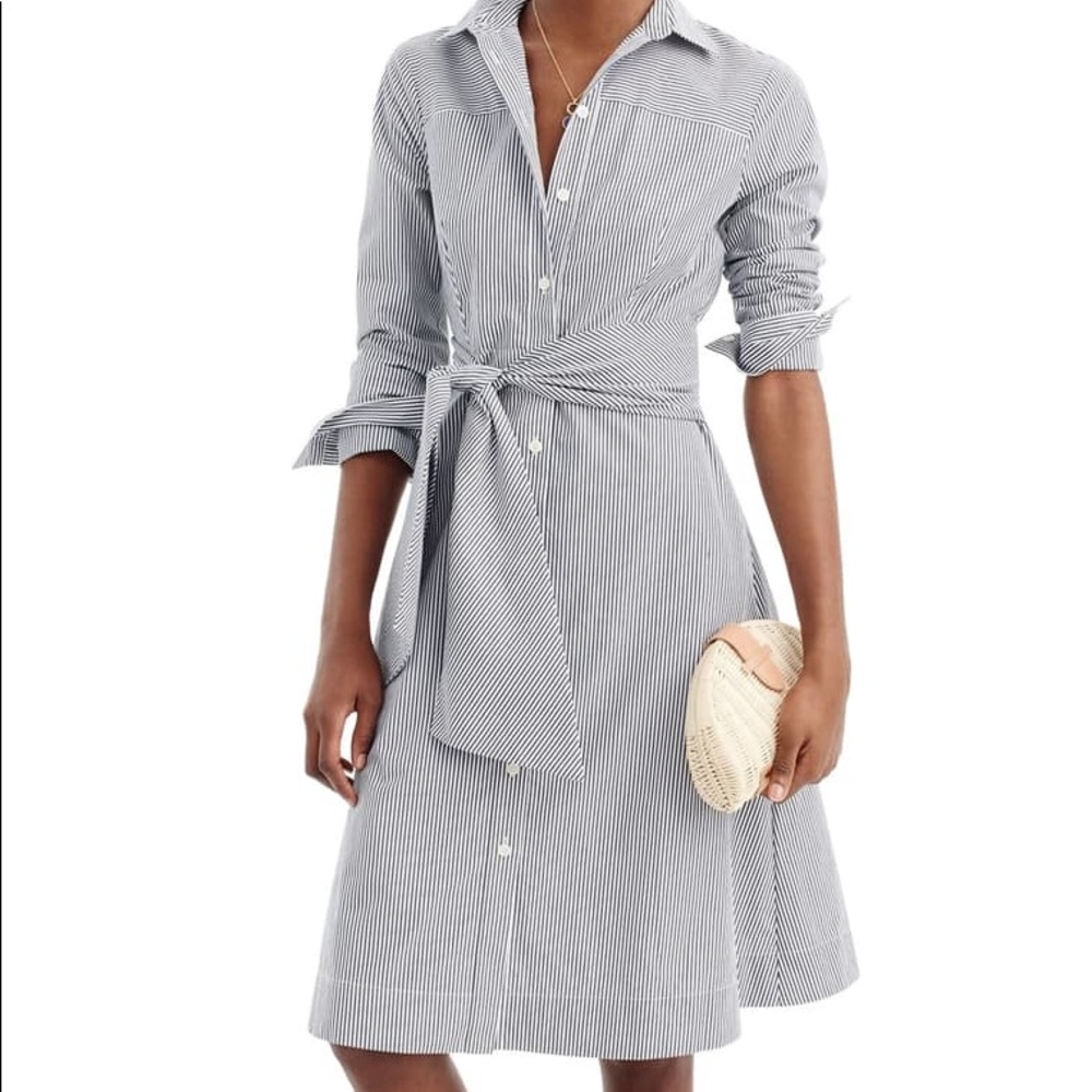 J. Crew Stripe Tie Waist Shirt Dress Size 4